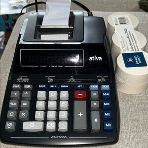Ativa AT-P3000 Black and Gray Printing Calculator